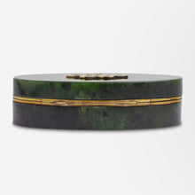 Load image into Gallery viewer, Spinach Jade &amp; Gilt Metal Box, Likely Russian