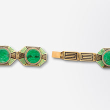 Load image into Gallery viewer, Art Deco 14kt Gold Jadeite and Enamel Bracelet