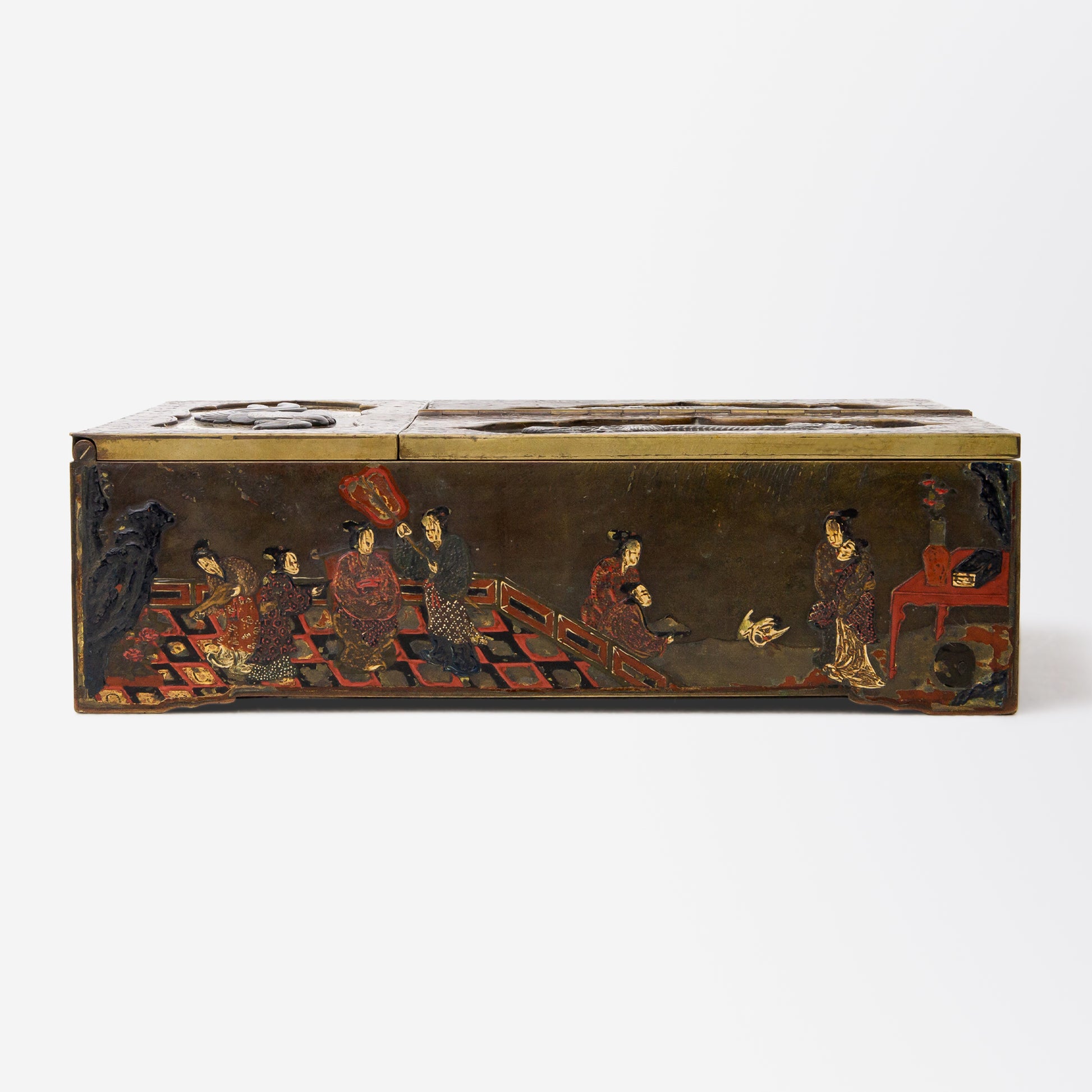 Coffret à écrire japonais émaillé « Suzuri-bako » d'une qualité exceptionnelle