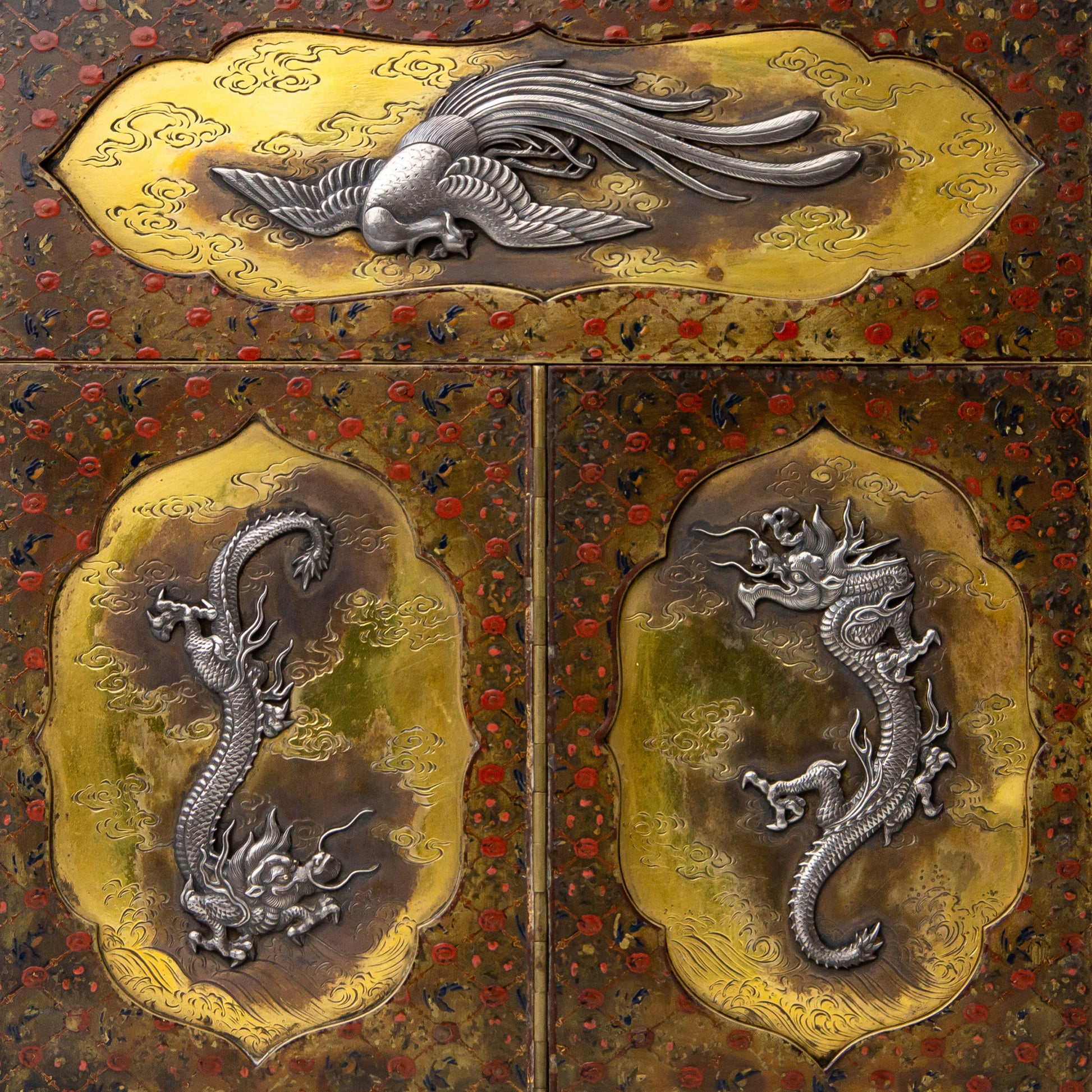 Coffret à écrire japonais émaillé « Suzuri-bako » d'une qualité exceptionnelle