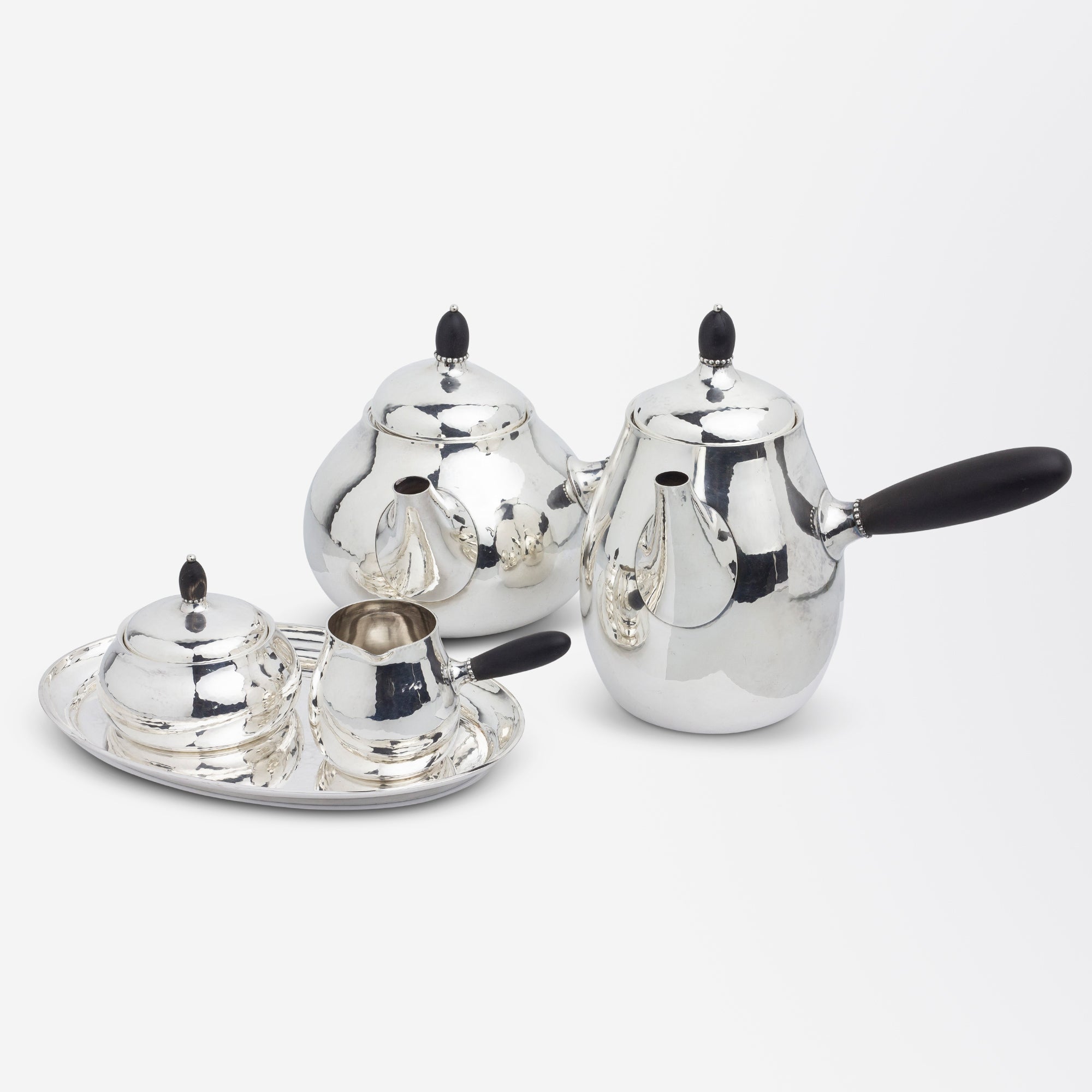 Georg Jensen Sterling Silver 5 Piece Tea Service in Pattern 80