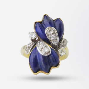 18kt Yellow Gold, Lapis and Diamond Ring