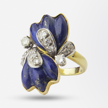 Load image into Gallery viewer, 18kt Yellow Gold, Lapis and Diamond Ring