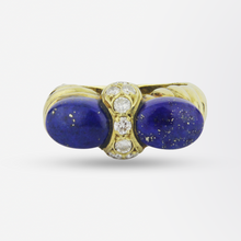 Load image into Gallery viewer, 18kt Yellow Gold, Lapis &amp; Diamond Ring
