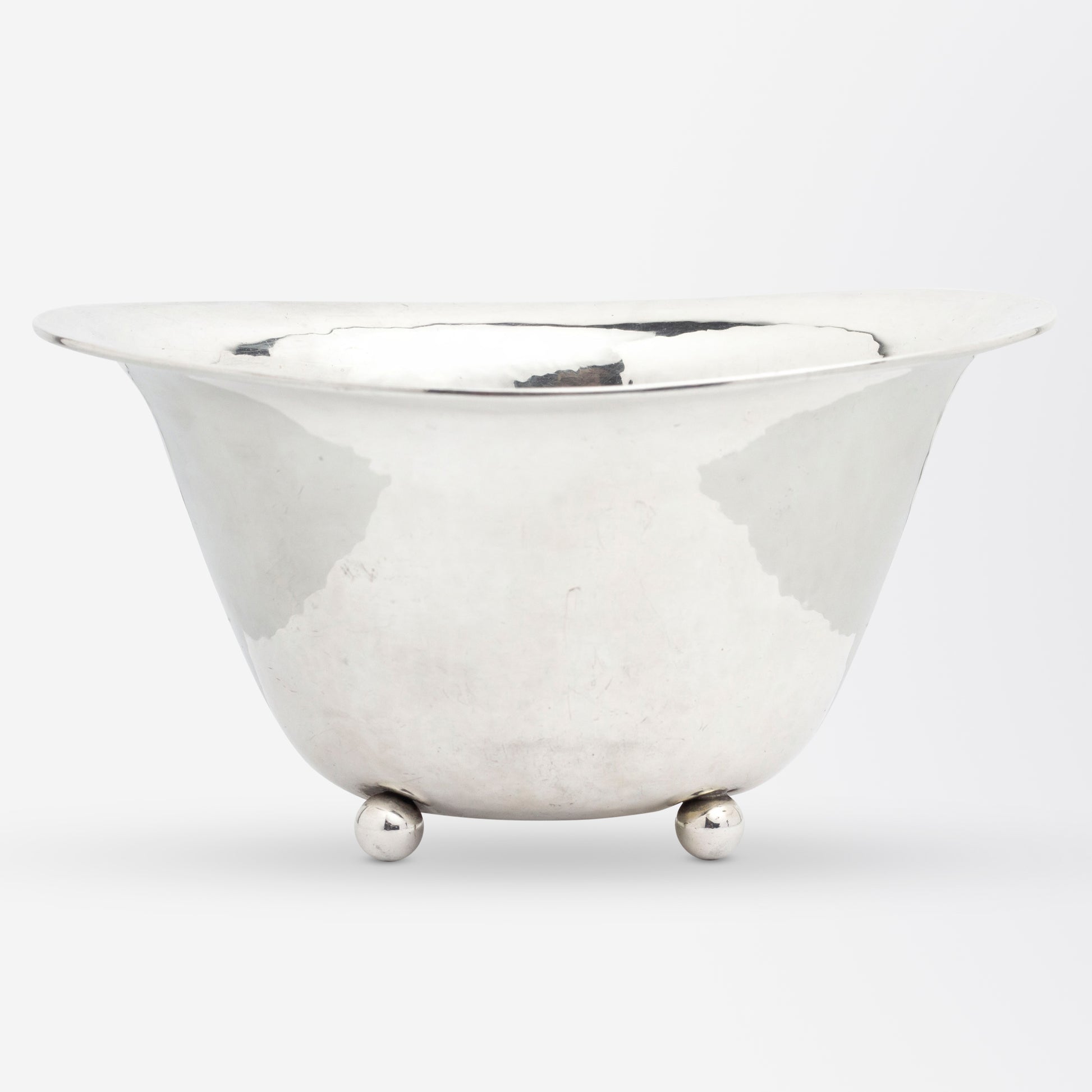 A Hand Wrought Sterling Silver Bowl with Serving Spoon by Lebolt & Co.