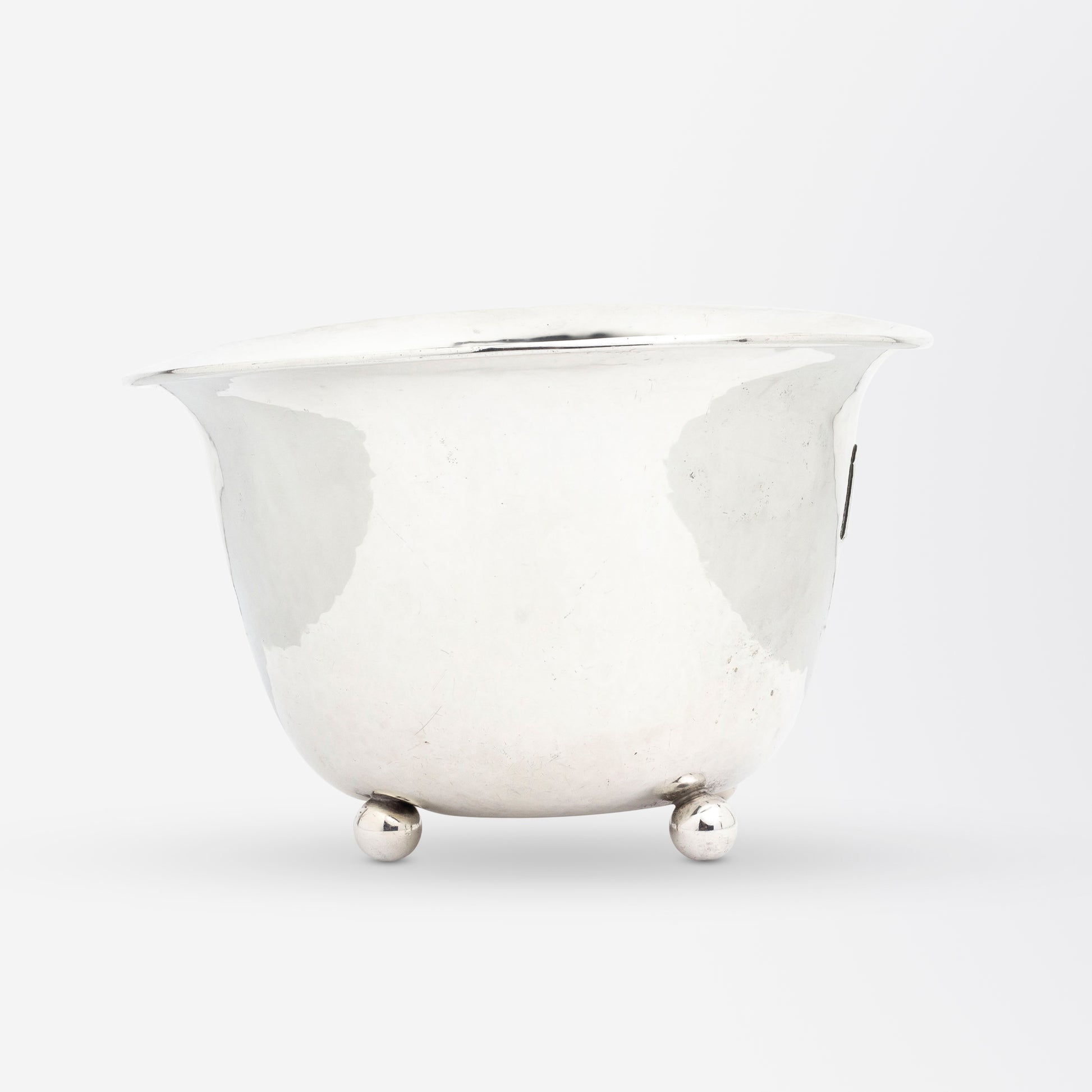 A Hand Wrought Sterling Silver Bowl with Serving Spoon by Lebolt & Co.