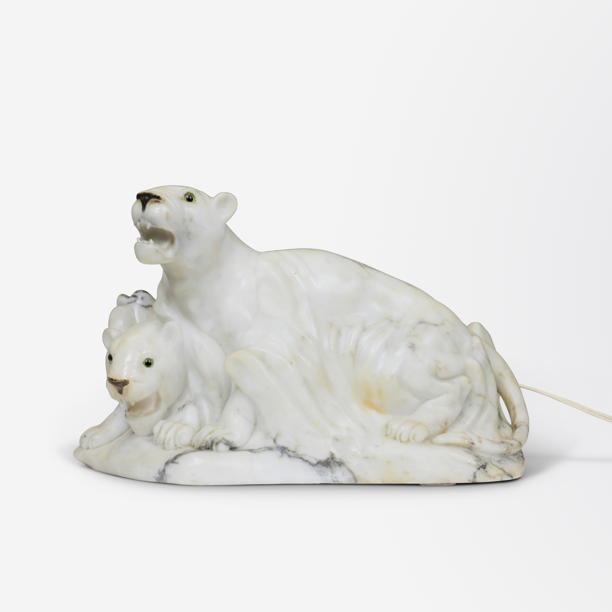 A Marble Lioness Table Lamp