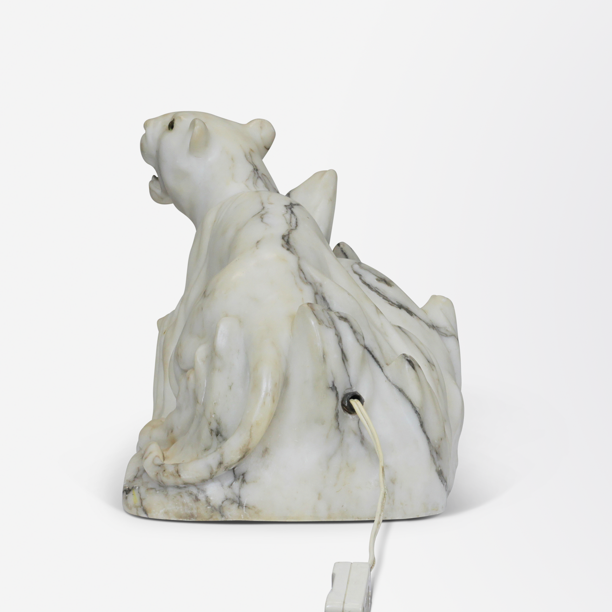 A Marble Lioness Table Lamp