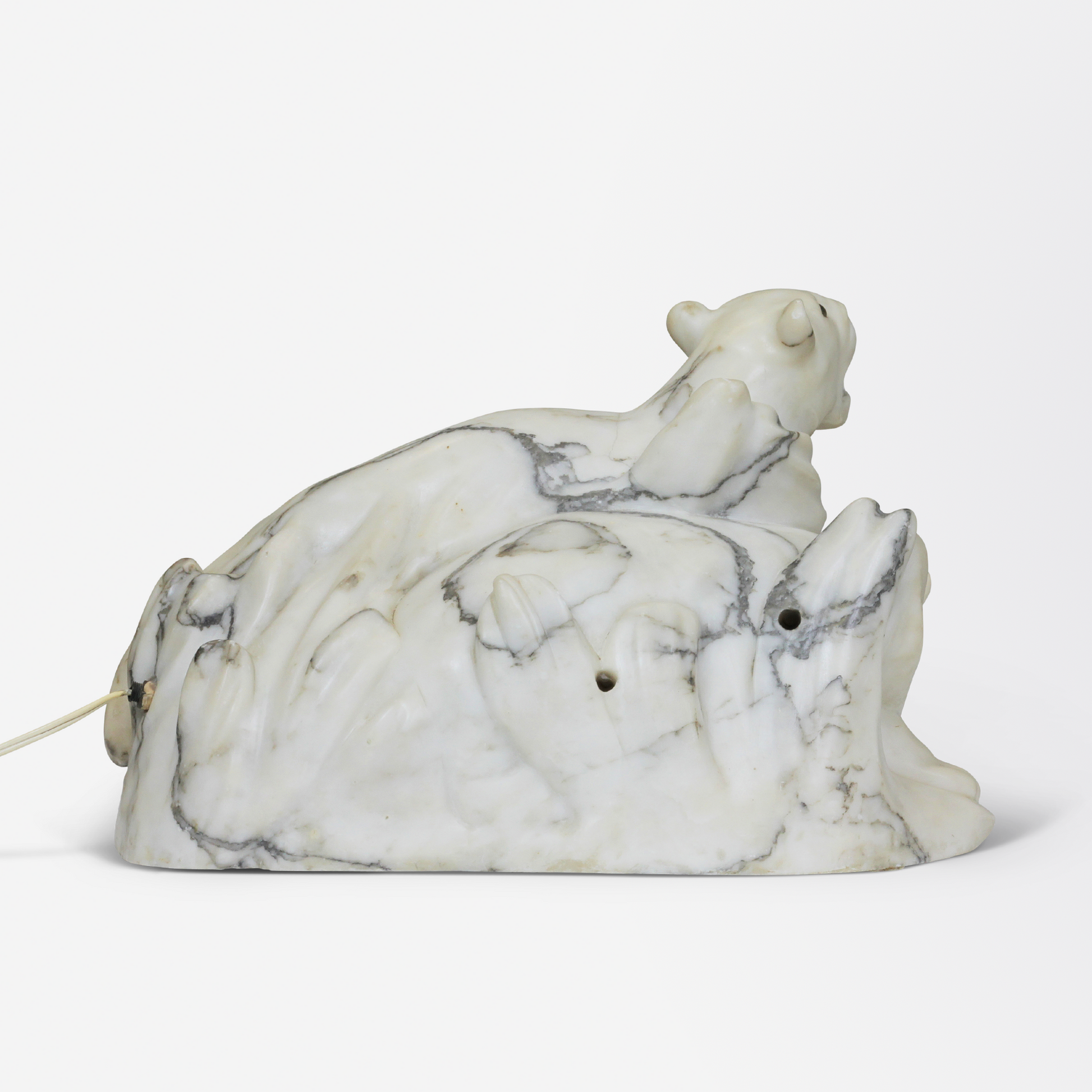 A Marble Lioness Table Lamp