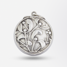 Load image into Gallery viewer, Small French Silver Mistletoe Pill Box Pendant