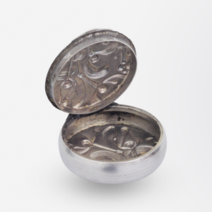 Small French Silver Mistletoe Pill Box Pendant