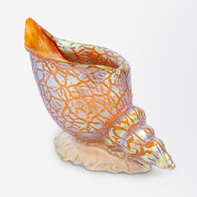 Load image into Gallery viewer, Glass Conch Shell by Loetz in Pink Ground with Mimosa Decor