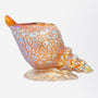 Glass Conch Shell by Loetz in Pink Ground with Mimosa Decor