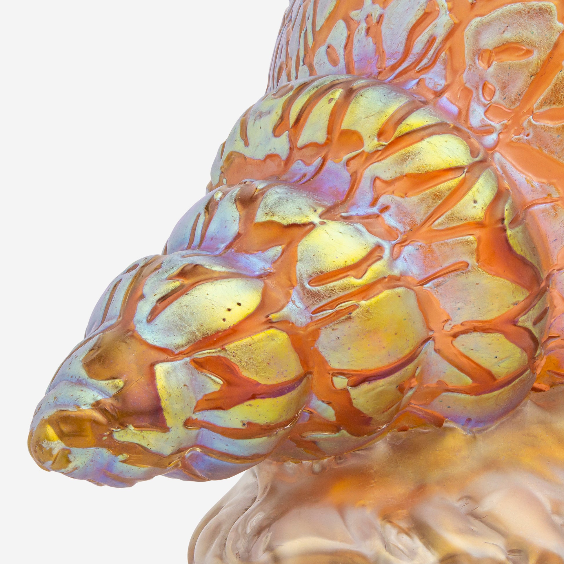 Glass Conch Shell by Loetz in Pink Ground with Mimosa Decor