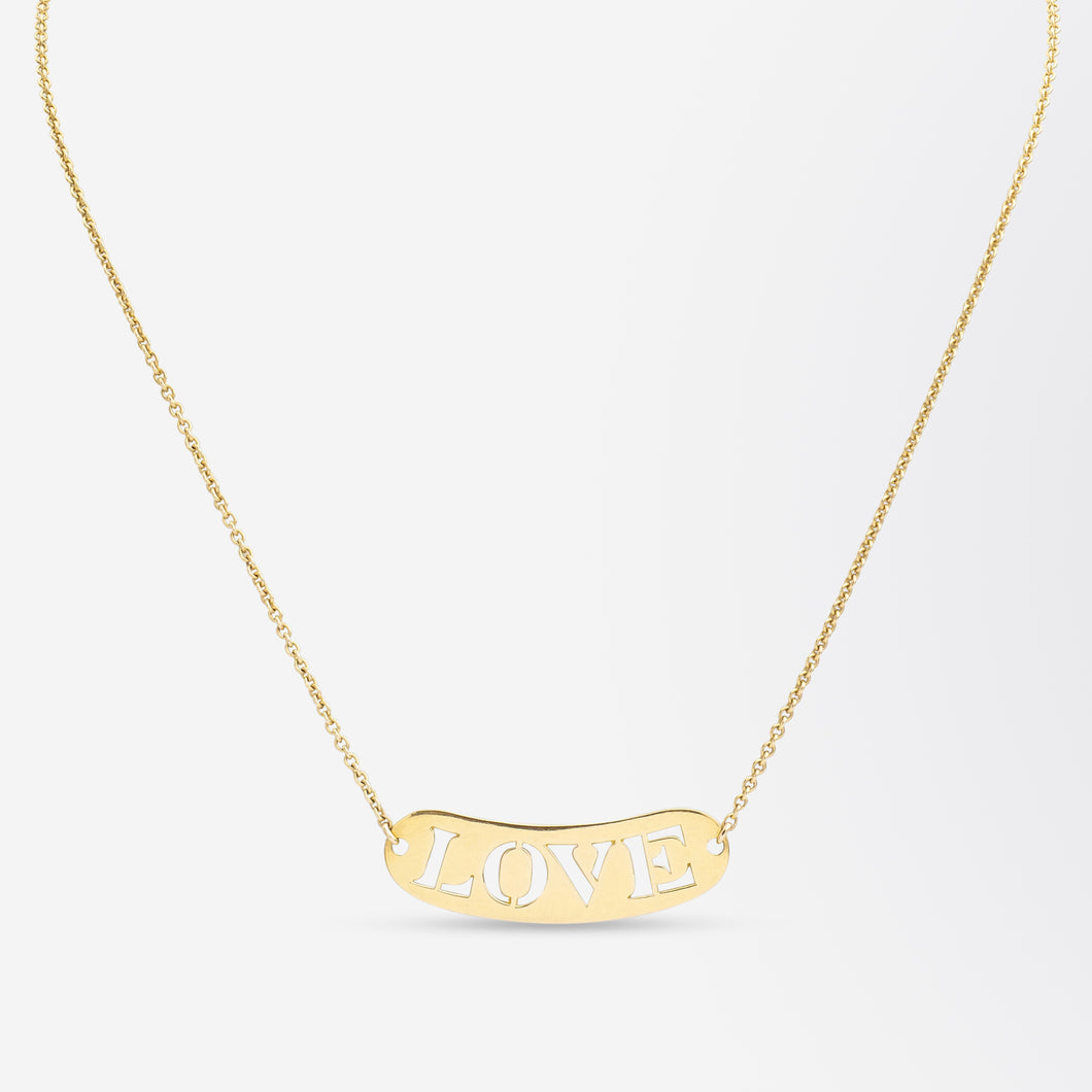 18kt Yellow Gold, French Made 'Love' Necklace