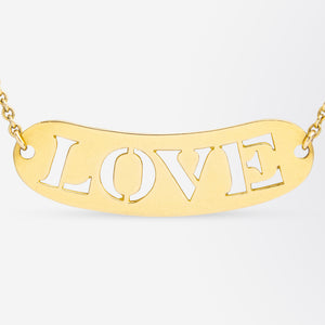 18kt Yellow Gold, French Made 'Love' Necklace