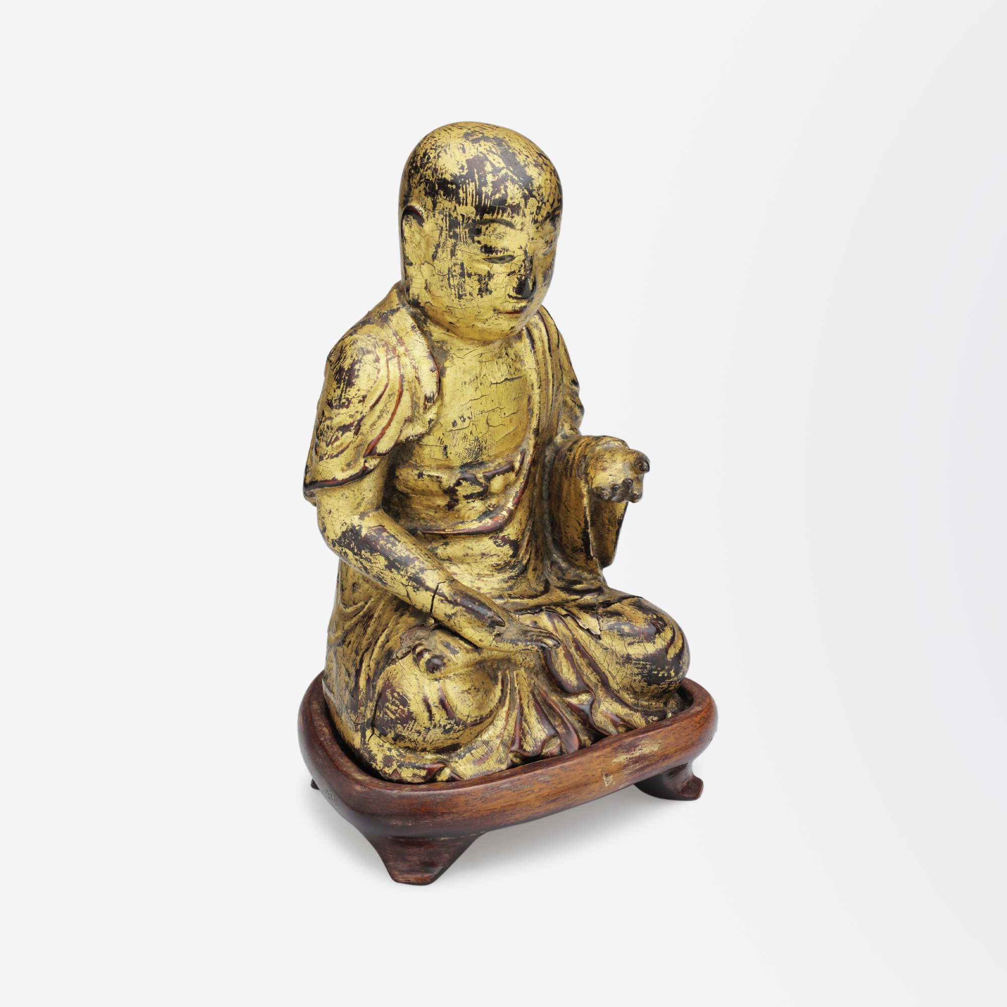 15th Century Chinese Carved and Gilt Gold Luohan