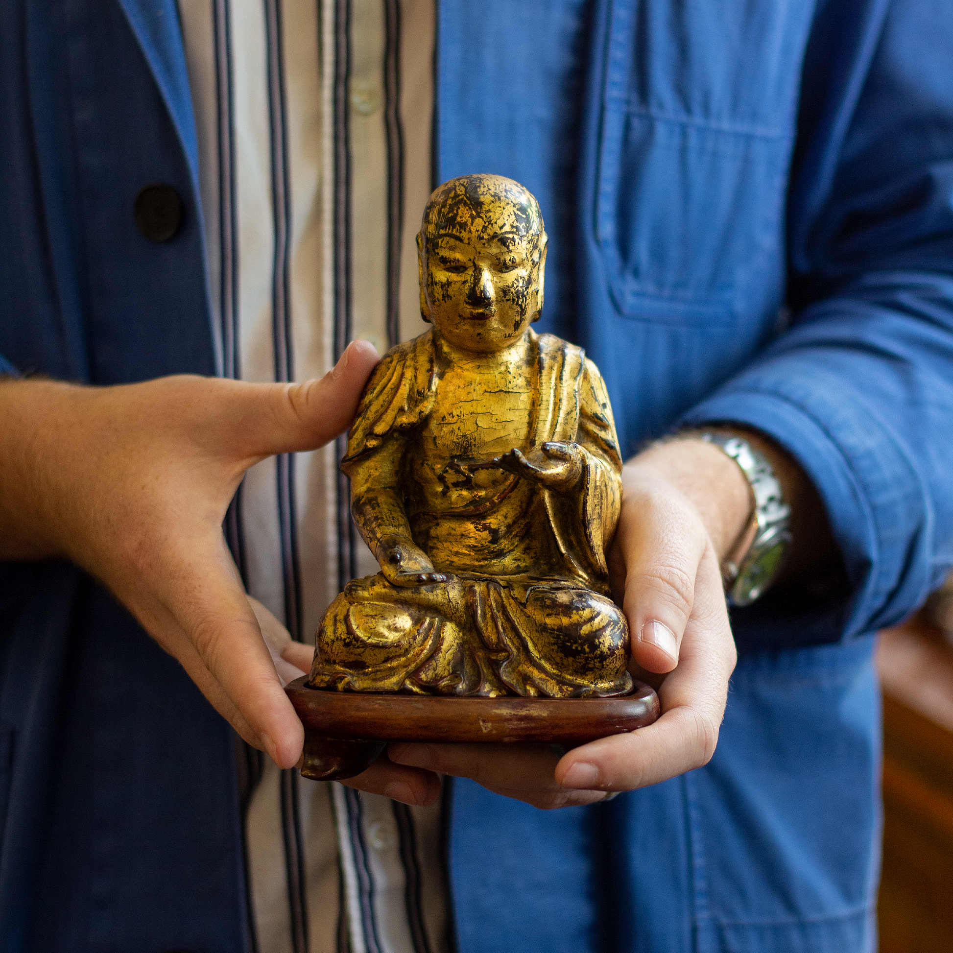 15th Century Chinese Carved and Gilt Gold Luohan