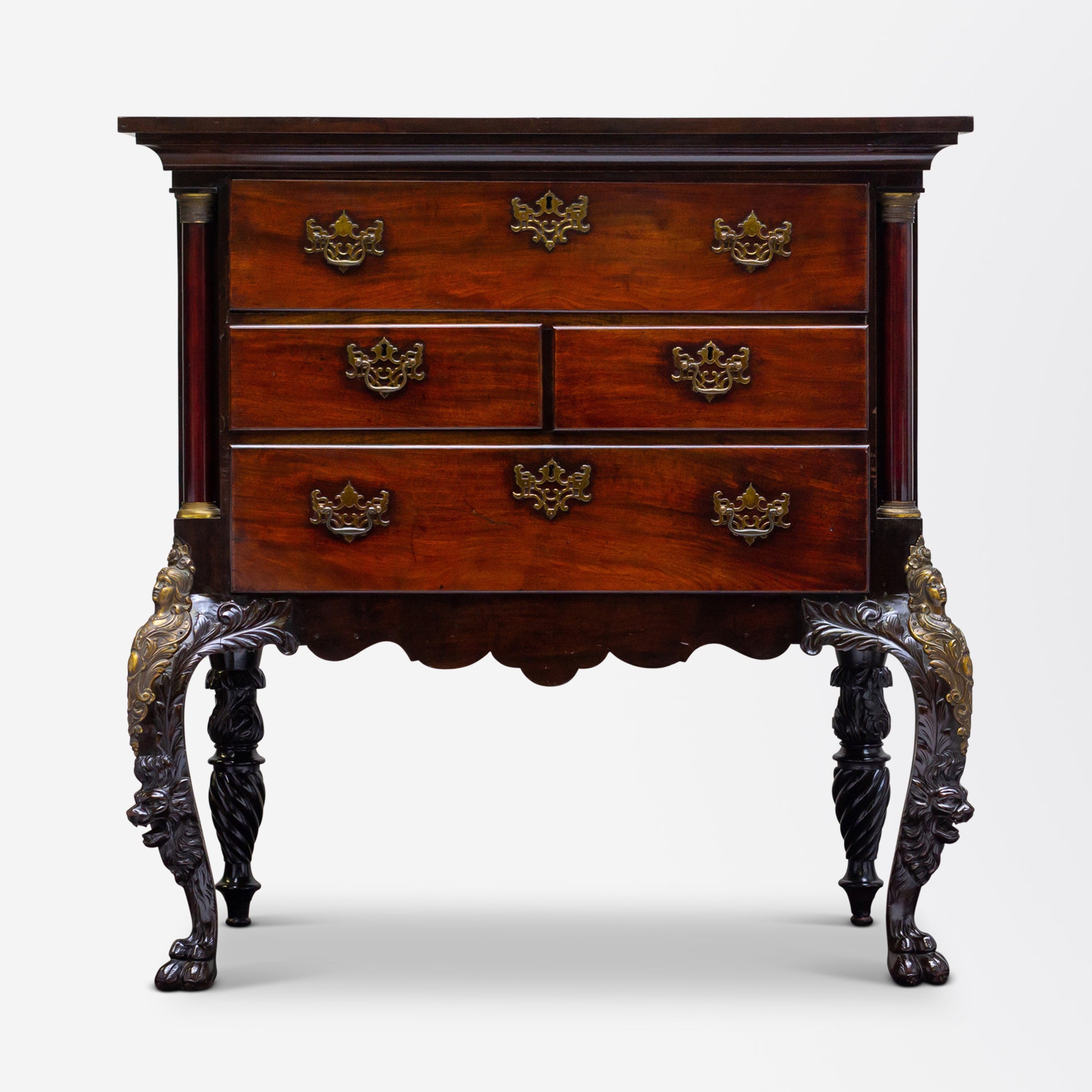 19th Century Irish Mahogany Marquetry Chest on Legs