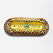 Load image into Gallery viewer, Ormolu Three Piece Desk Set with Malachite Cabochons