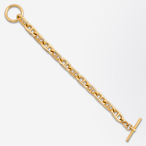 18Kt Yellow Gold Anchor Link Bracelet With Toggle Clasp
