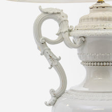Load image into Gallery viewer, Monumental Neoclassical White Meissen Urn Converted to a Lamp
