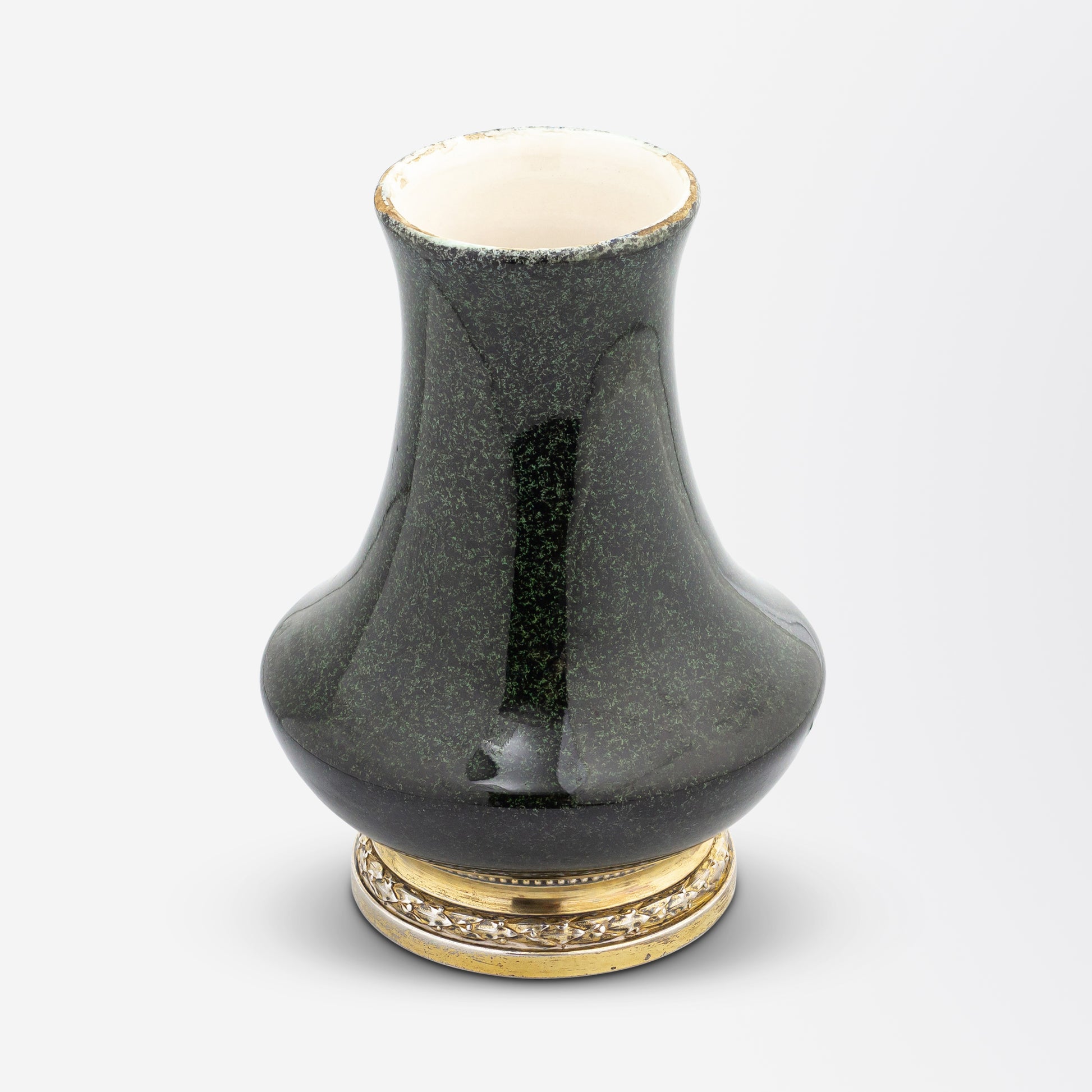 Vase en porcelaine de Paul Milet avec monture en argent d'A. Risler &amp; Carré de Paris