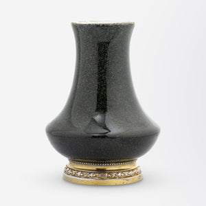 Serves Porcelain Vase by Paul Milet With Silver Mount by A.Risler & Carre of Paris