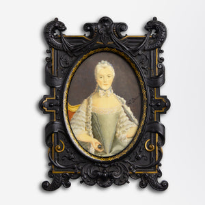 18th Century Miniature Portrait of a Lady in an Original Vulcanite Frame