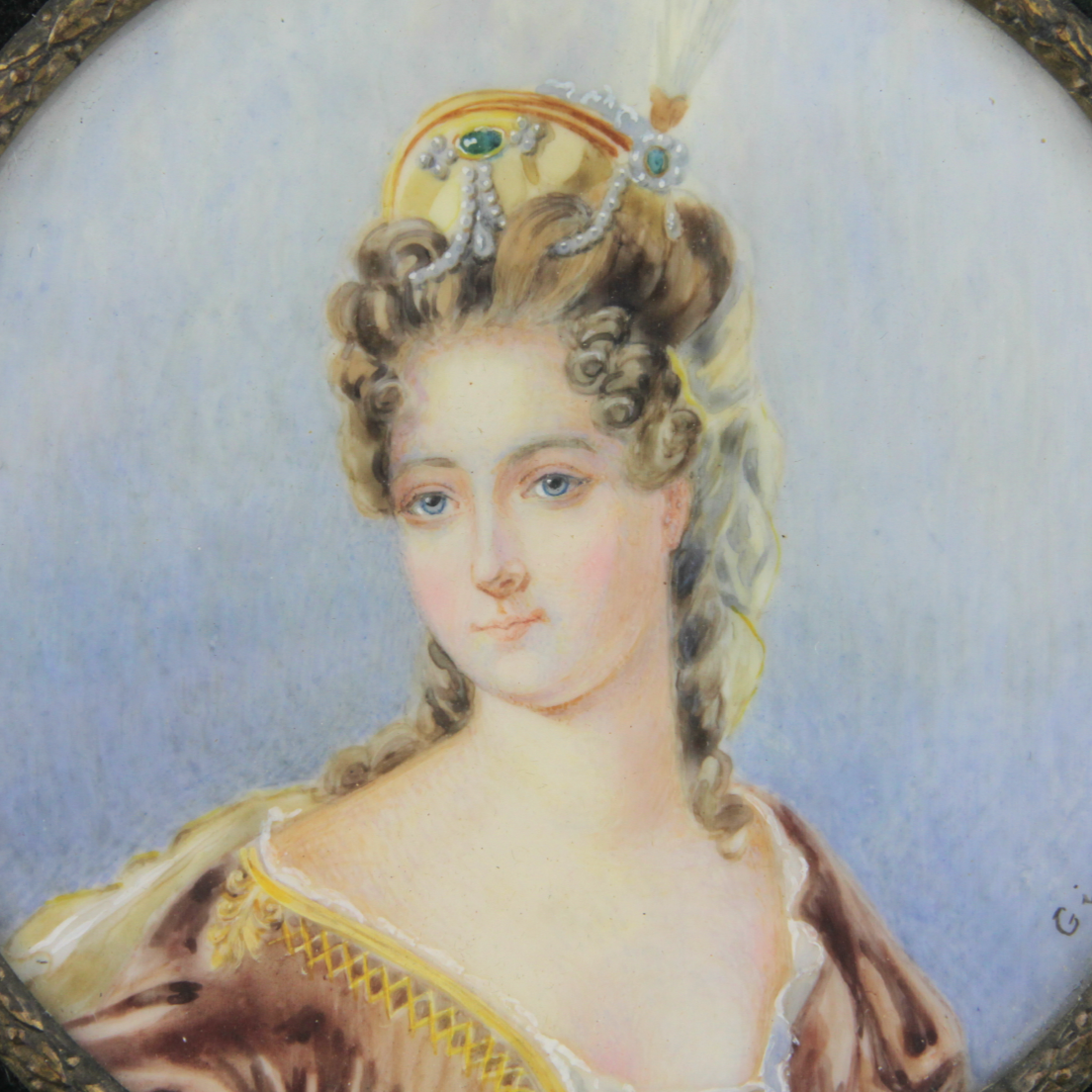 Hand Painted Miniature Portrait by Ginet - The Antique Guild