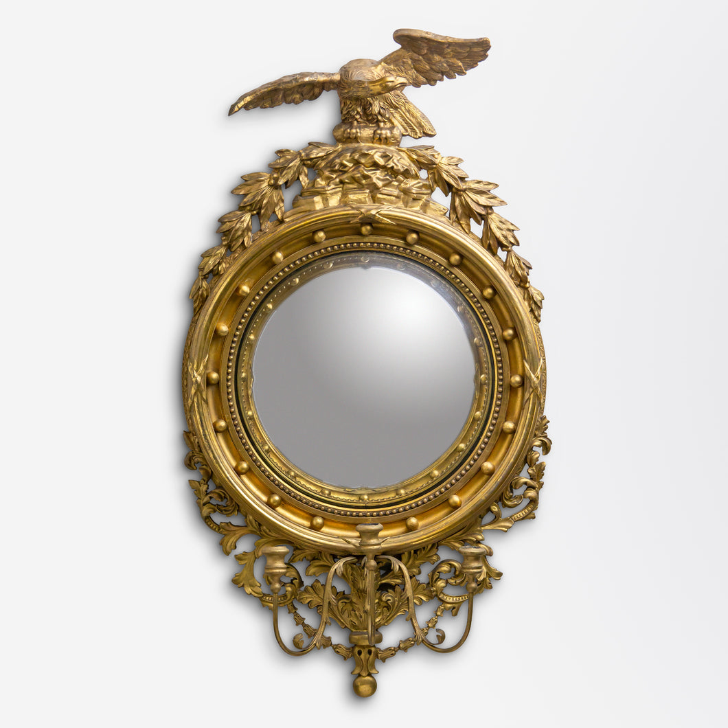 American Federalist Gilt-wood Frame With Convex Mirror