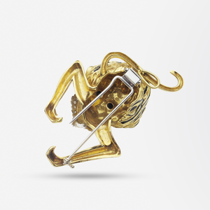 Asprey of London 18kt Gold and Enamel Monkey Brooch Pendant