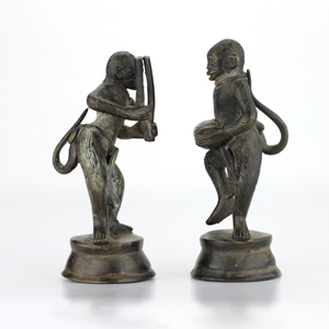 Pair of Indian Bronze Monkey Figures - The Antique Guild