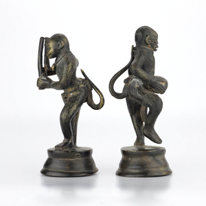 Pair of Indian Bronze Monkey Figures - The Antique Guild