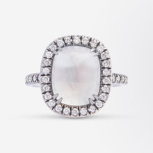 Load image into Gallery viewer, 18kt White Gold, Diamond &amp; Moonstone Ring