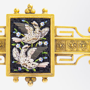 Boxed 19th Century Micro Mosaic Brooch