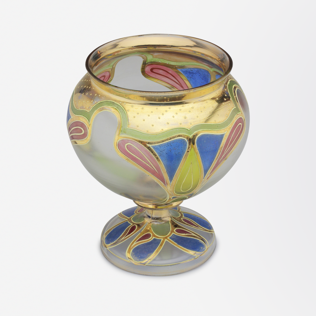 Enameled Bohemian Glass Vase