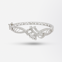 Load image into Gallery viewer, 14kt White Gold &amp; Diamond Bangle in Art Nouveau Style