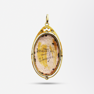 14kt Gold Pendant with Enamelled Portrait and Diamonds