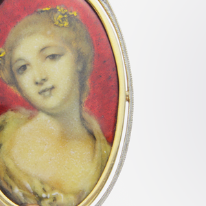 14kt Gold Pendant with Enamelled Portrait and Diamonds