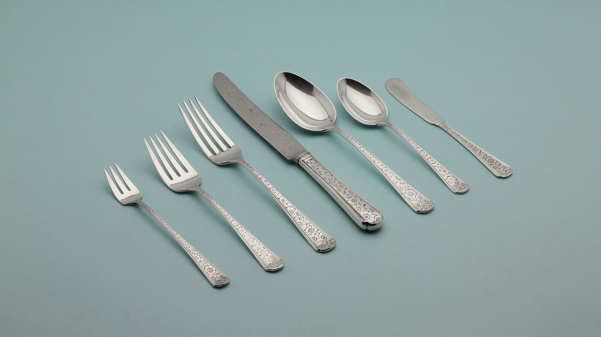 Sterling Silver Flatware Set by Towle in the Old Brocade Pattern