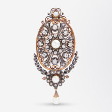 Load image into Gallery viewer, French, Rose Gold, Diamond &amp; Pearl Brooch Pendant, Circa 1850
