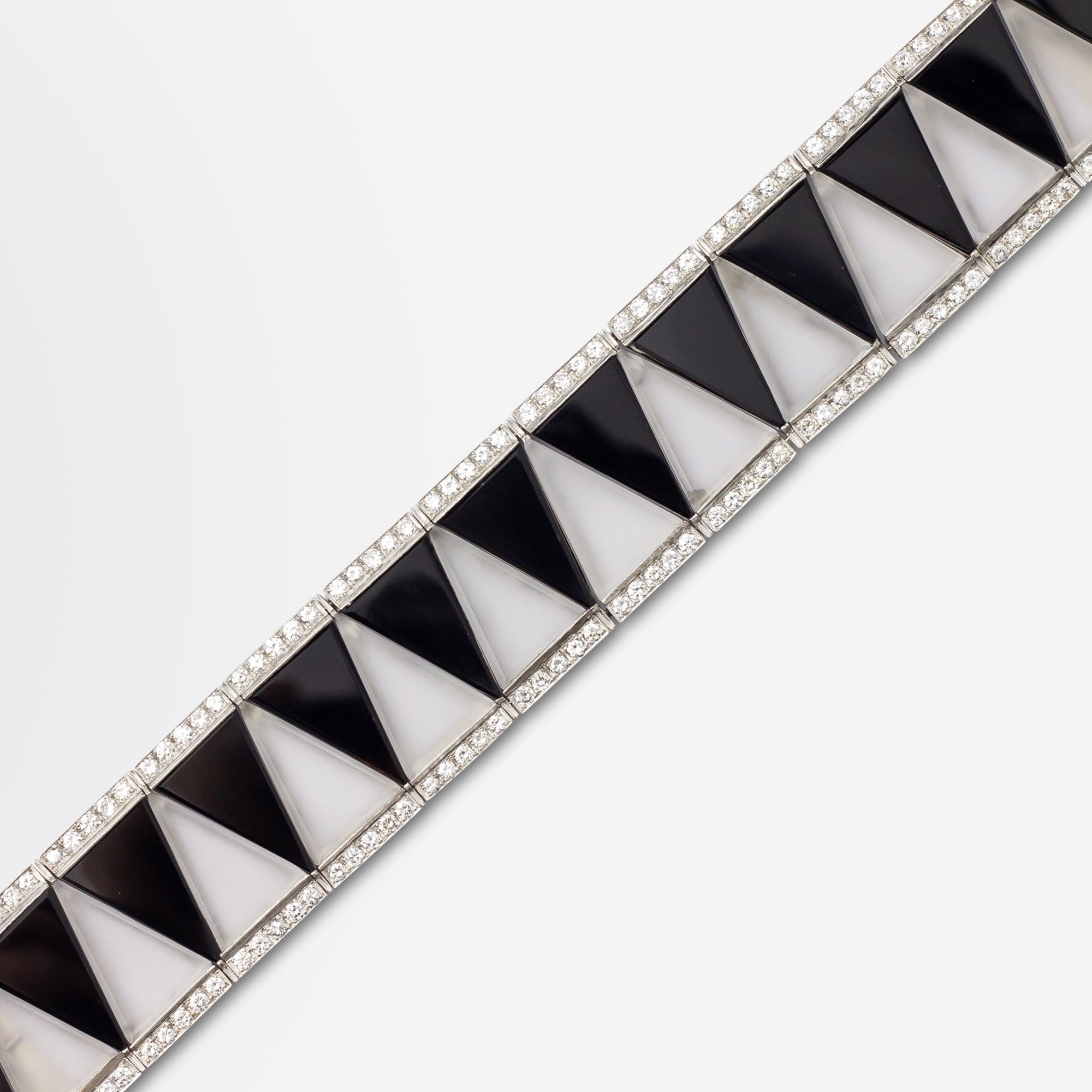 Platinum, Onyx, Rock Crystal & Diamond Art Deco Style Bracelet
