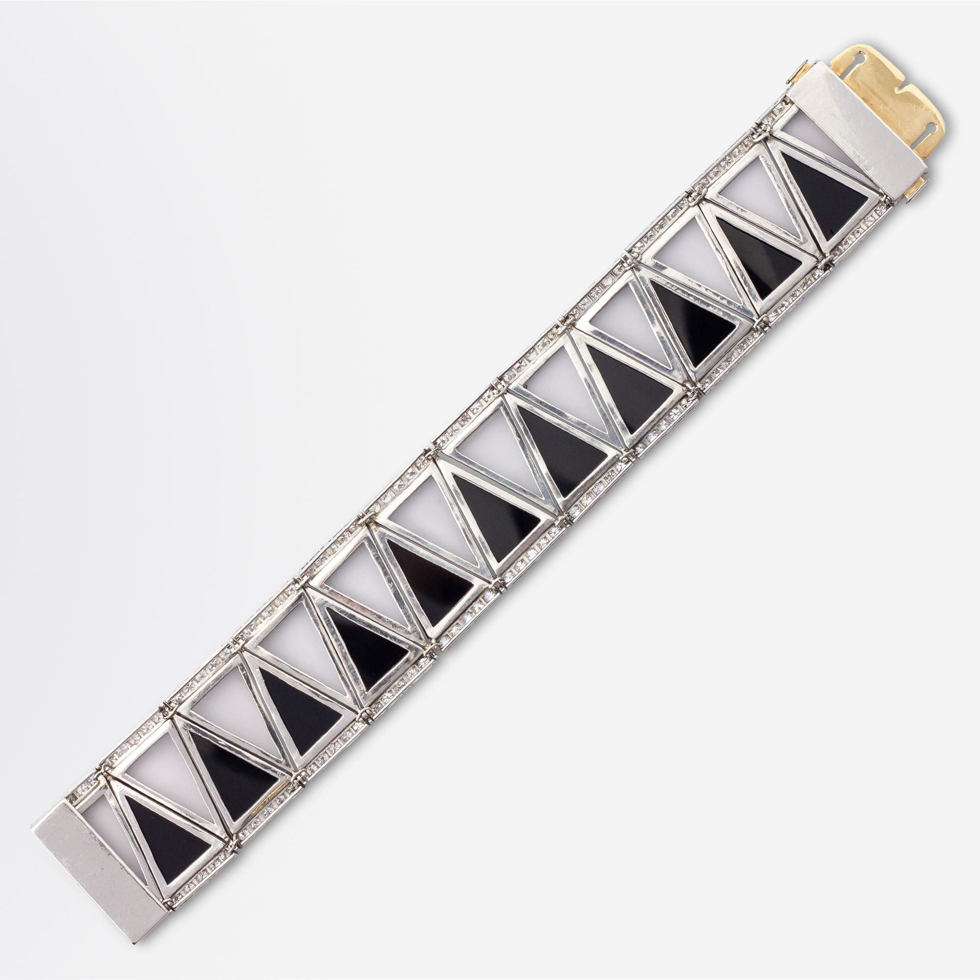 Platinum, Onyx, Rock Crystal & Diamond Art Deco Style Bracelet