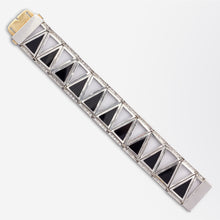 Load image into Gallery viewer, Platinum, Onyx, Rock Crystal &amp; Diamond Art Deco Style Bracelet