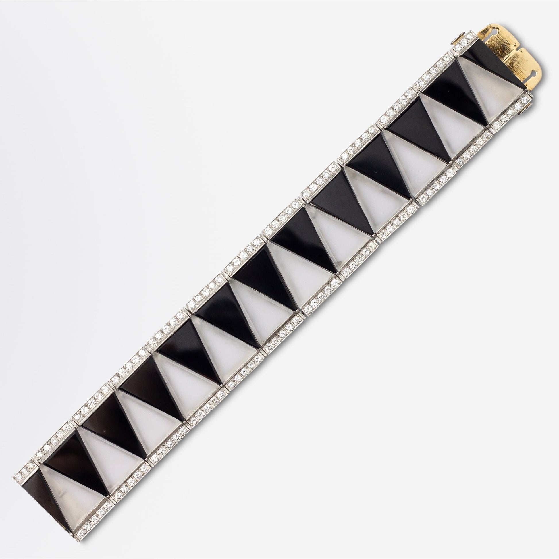 Platinum, Onyx, Rock Crystal & Diamond Art Deco Style Bracelet