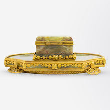 Load image into Gallery viewer, Late 19th Century French Green Onyx and Ormolu Inkwell