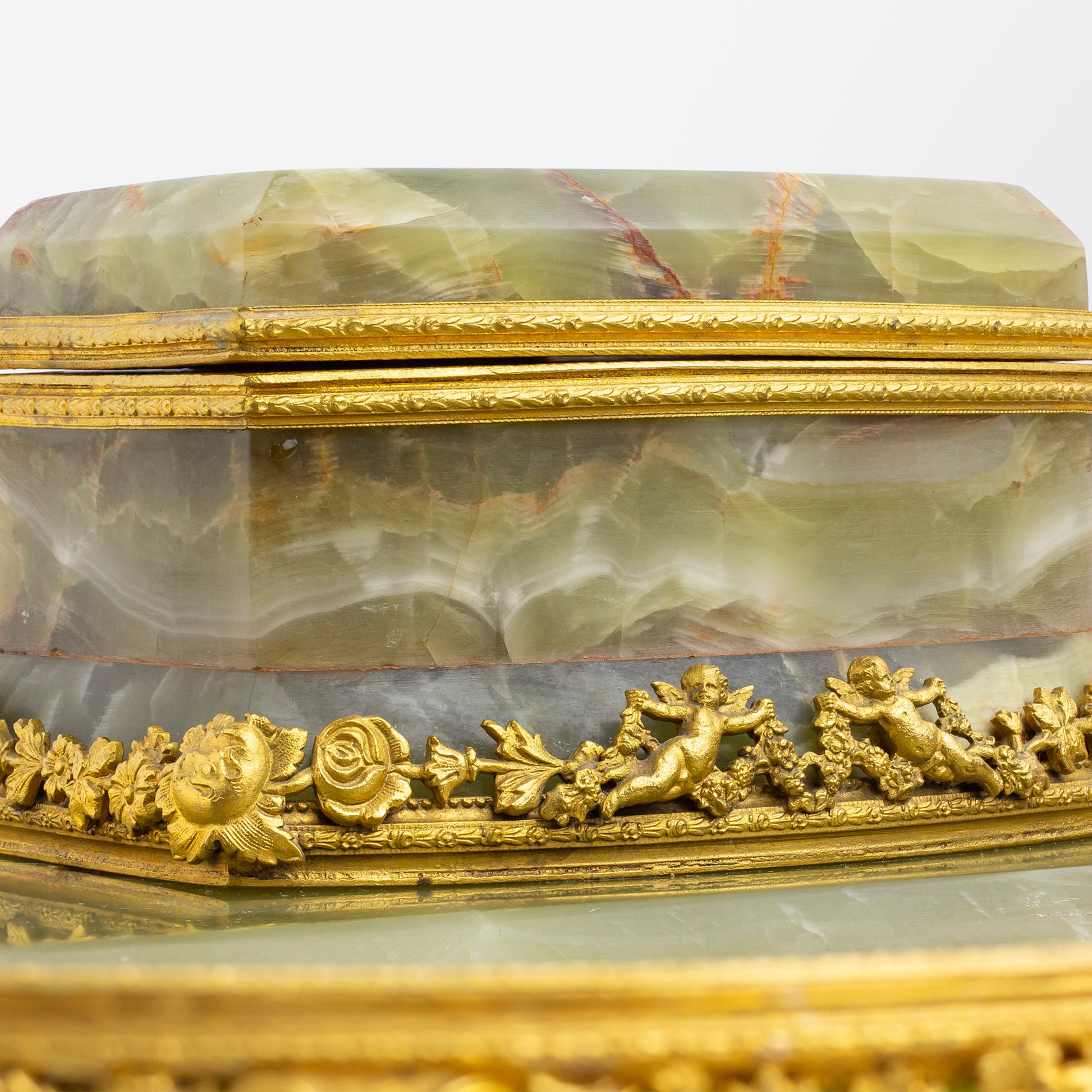 Late 19th Century French Green Onyx and Ormolu Inkwell