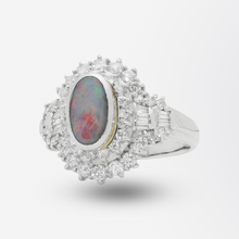 Load image into Gallery viewer, Platinum, Lightning Ridge Opal and Diamond Ring