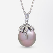 Load image into Gallery viewer, Tiffany &amp; Co, Platinum &#39;Fireworks&#39;, Tahitian Pearl &amp; Diamond Necklace
